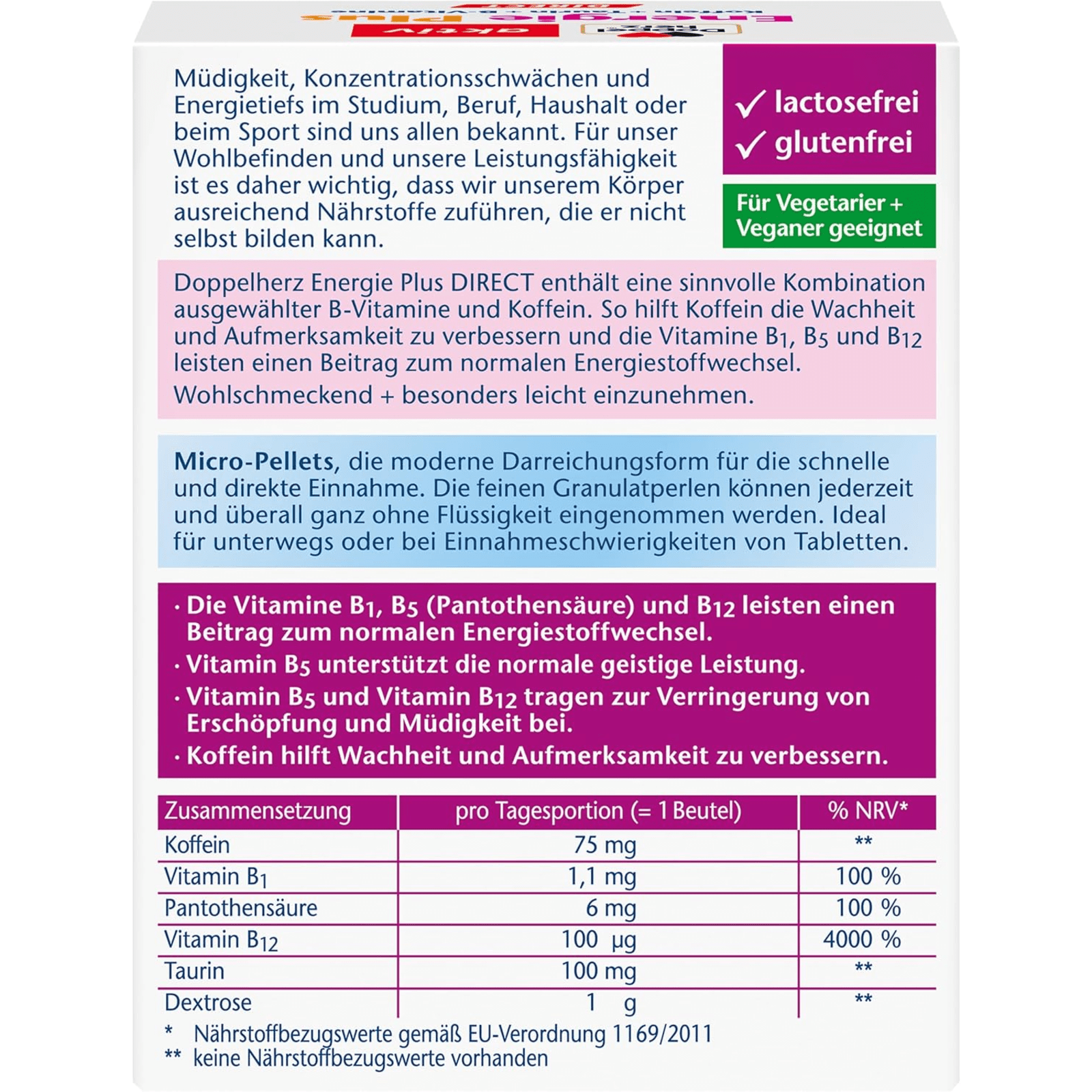 Energie Plus Koffein + Taurin + B-Vitamine Direct (20x1,4g)