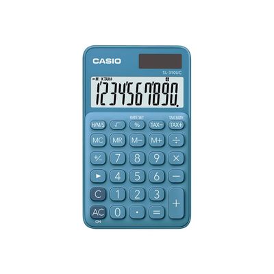 Calculatrice de poche Casio SL-310UC - 10 chiffres - alimentation batterie et solaire - bleu