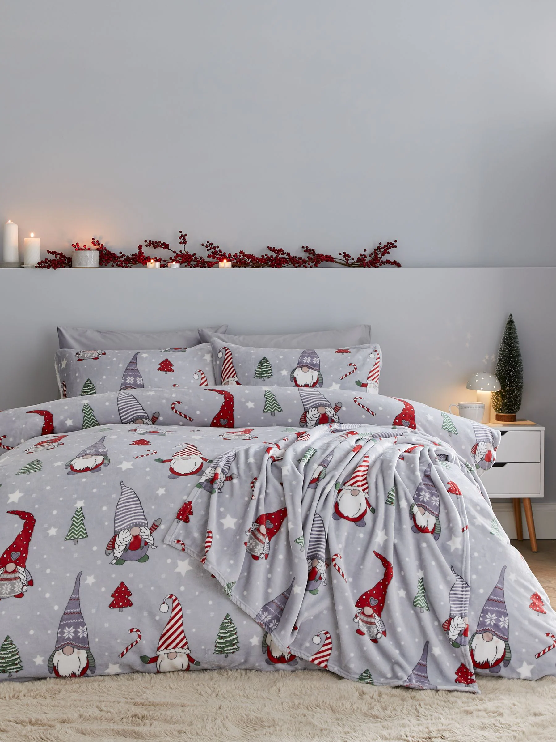 Catherine Lansfield Warme, feestelijke fleece dekbedovertrekset van Gonk