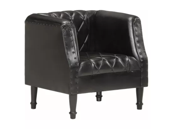 Chaise cabriolet Noir Cuir véritable de chèvre