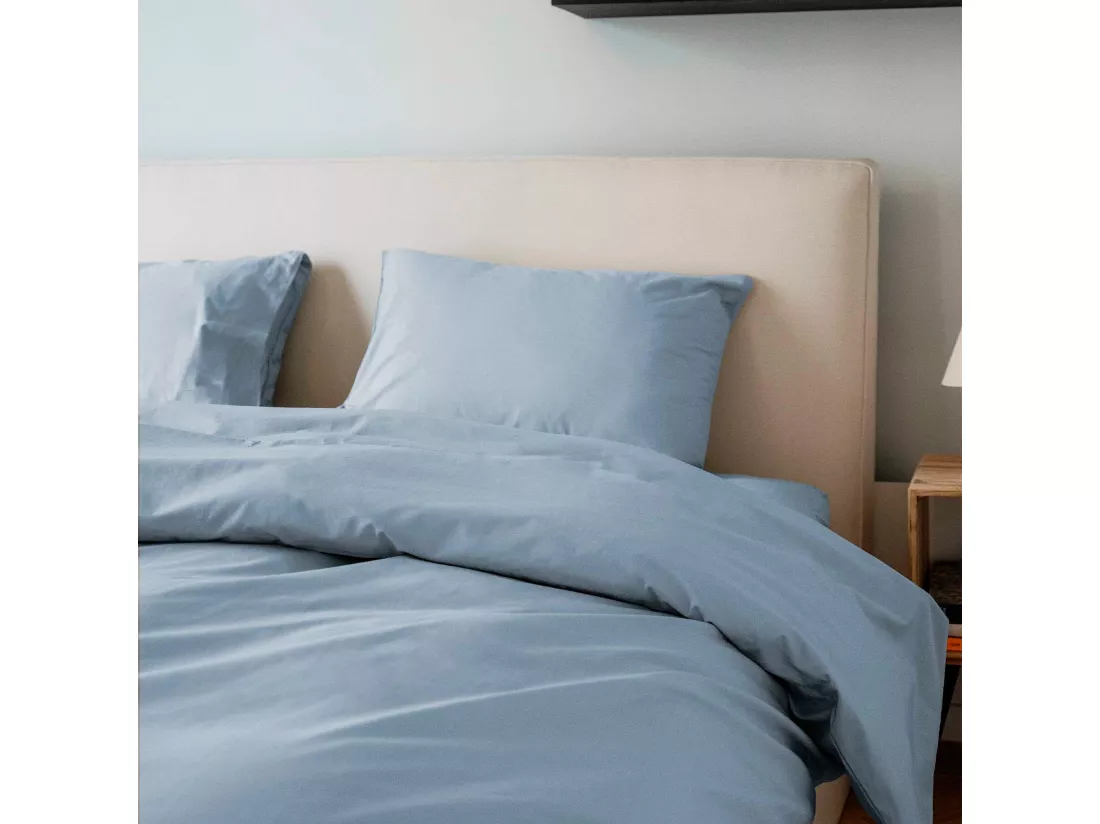 Parure - Draps Housse 180x200cm, Housse de couette 240x260cm, Taie d'Oreillers 50x70cm - Bleu