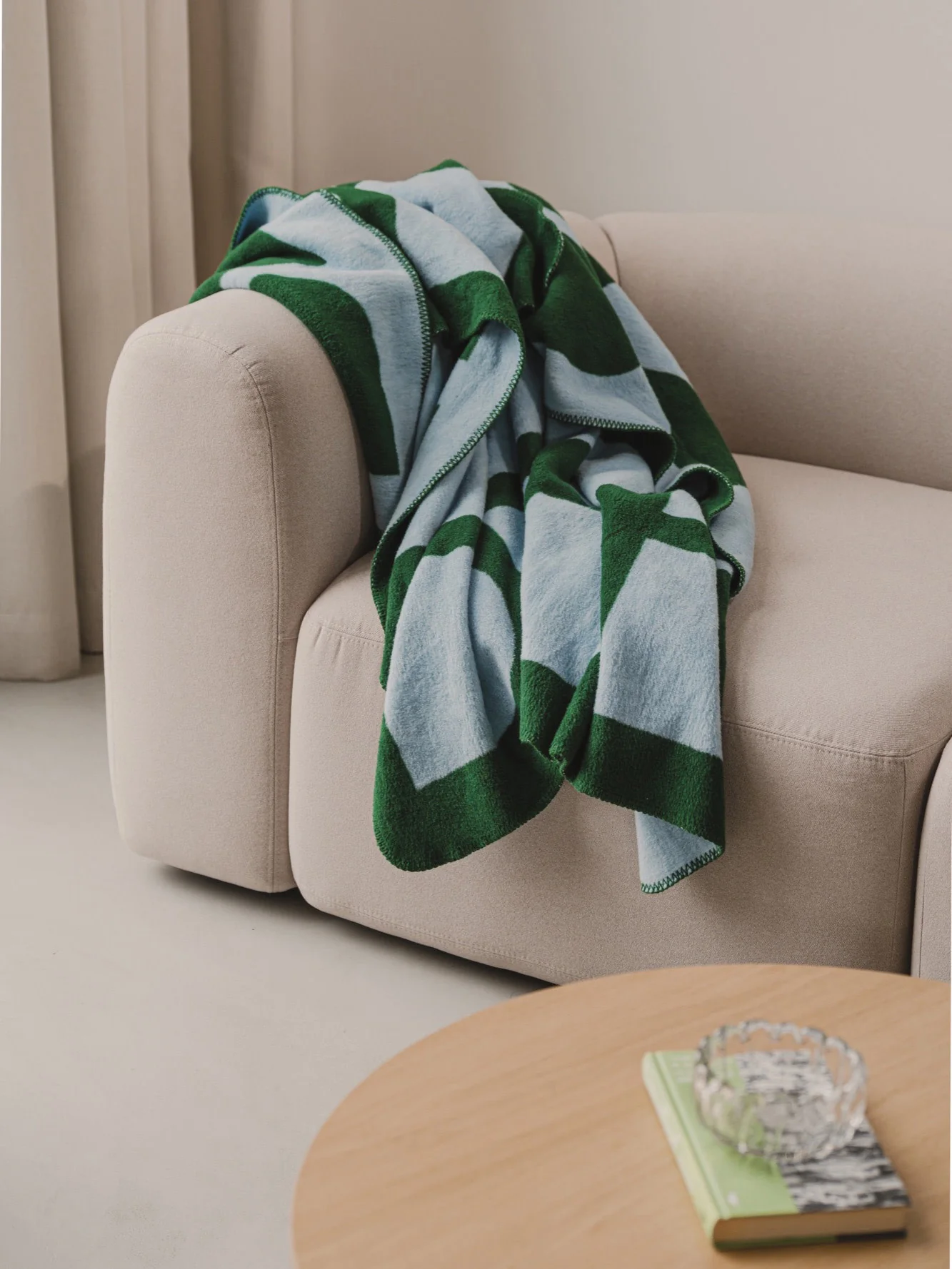Plaid Gili- bosgroen & babyblauw