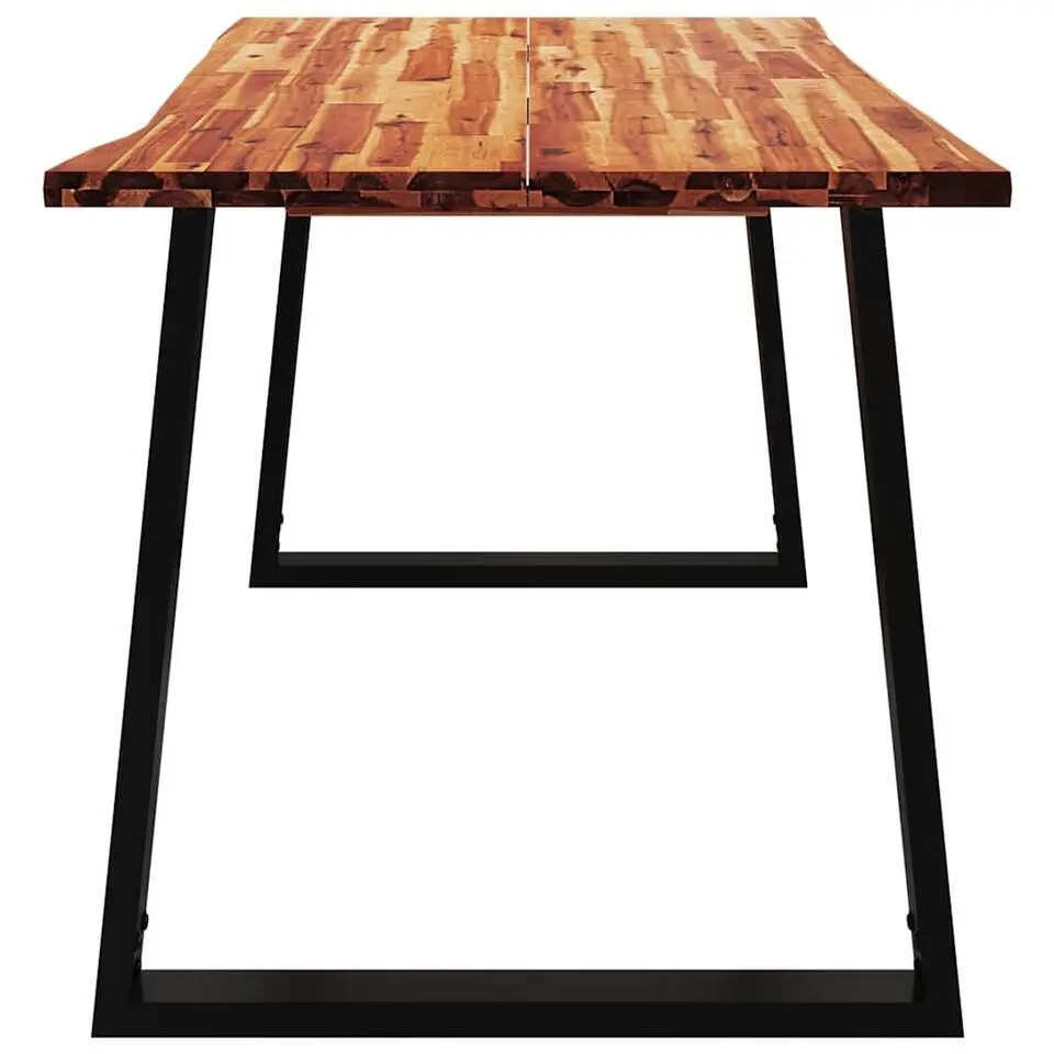 vidaXL Eettafel - Rechthoekige tafel - Massief acaciahout en staal - 140x80 cm