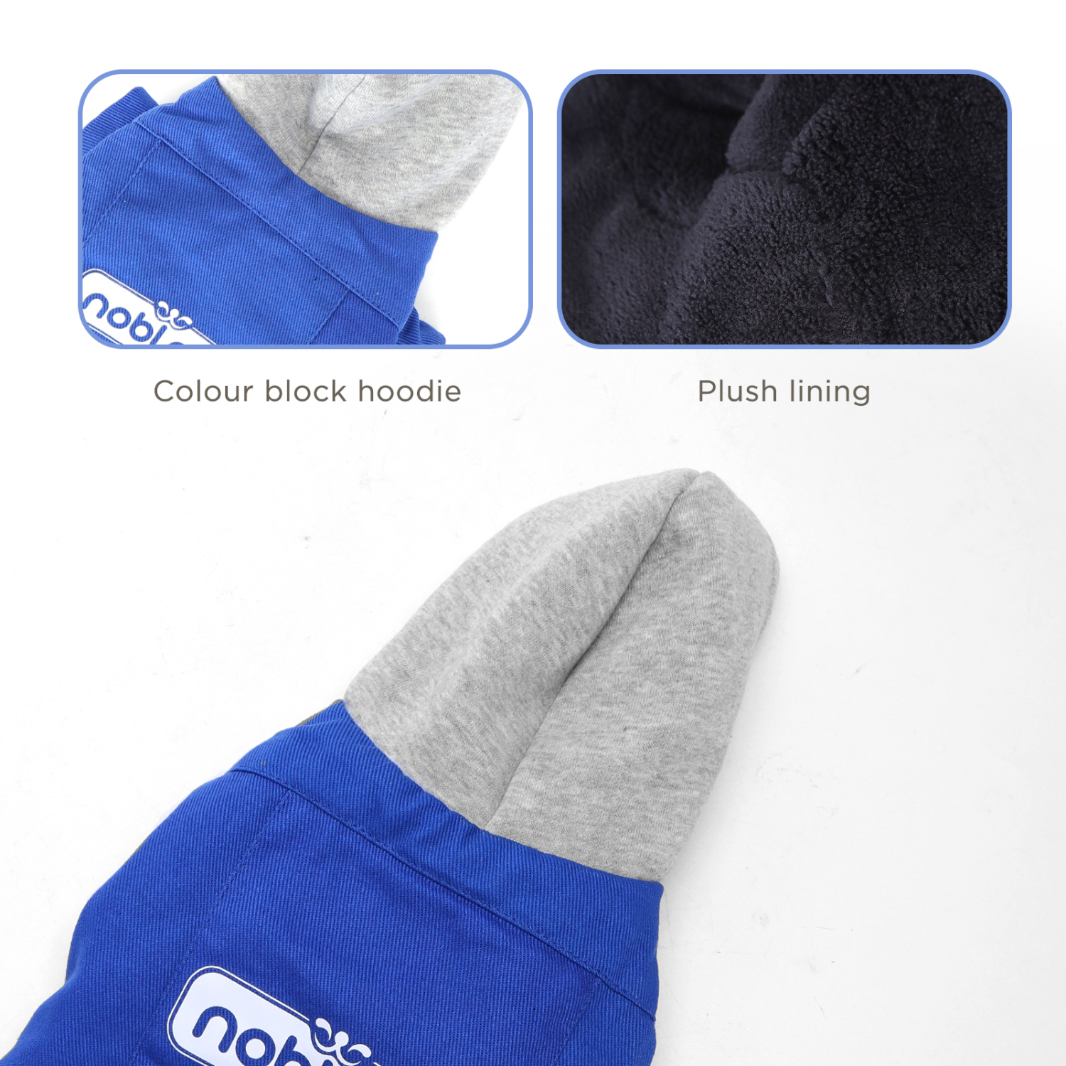 Casaco com capuz Nobleza para cães pequenos, roupa de inverno para cães e gatos, azul.