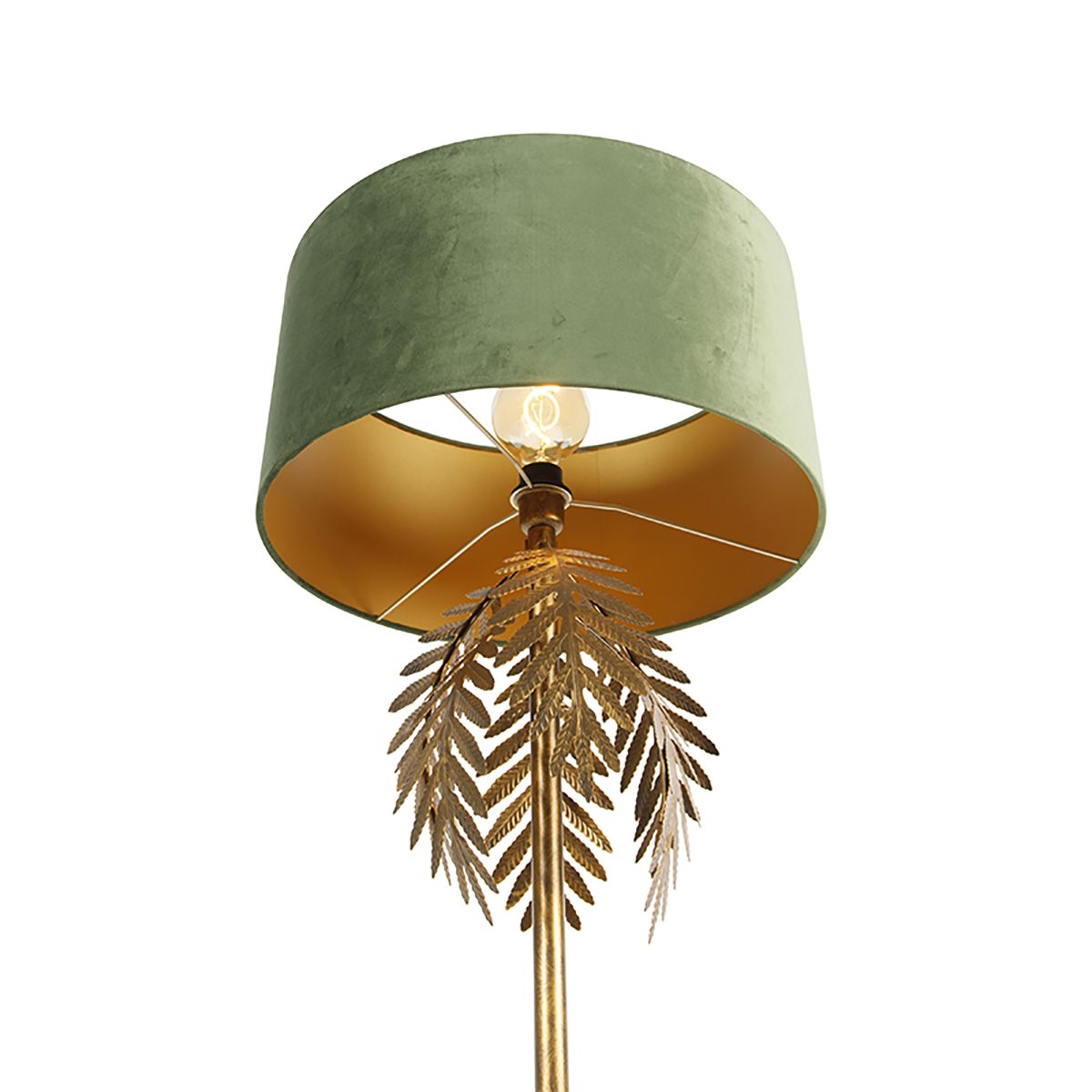 Smart vloerlamp goud 145 cm met kap groen incl. Wifi A60 - Botanica