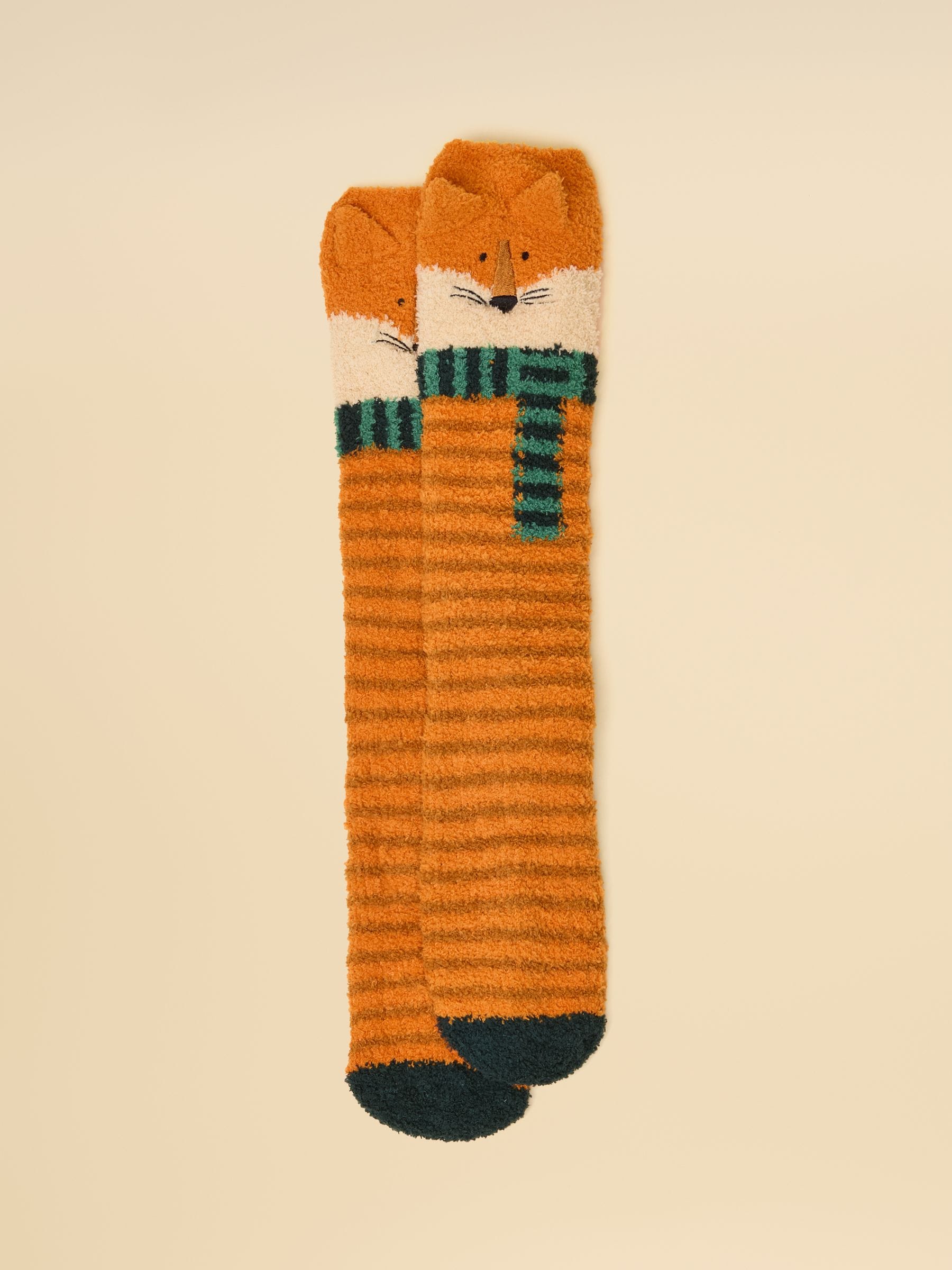 Oranje met vos - Joules Men's Fluffy Stripe Socks