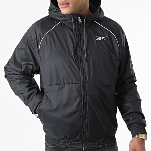 Veste Zippée Capuche A Bandes HI448 Noir