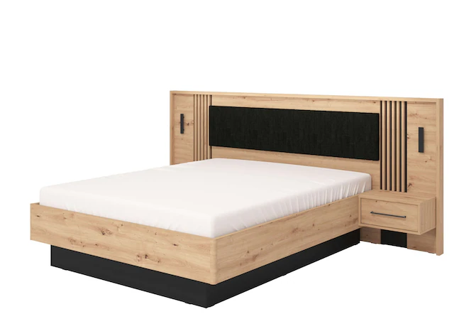 INOSIGN Bettgestell »Ascalon, Liegefläche 160x200cm, gepolstertes Kopfteil« Bettanlage mit 2 Wandpaneelen inkl.Nachttische, 3D-Look durch Lamellen