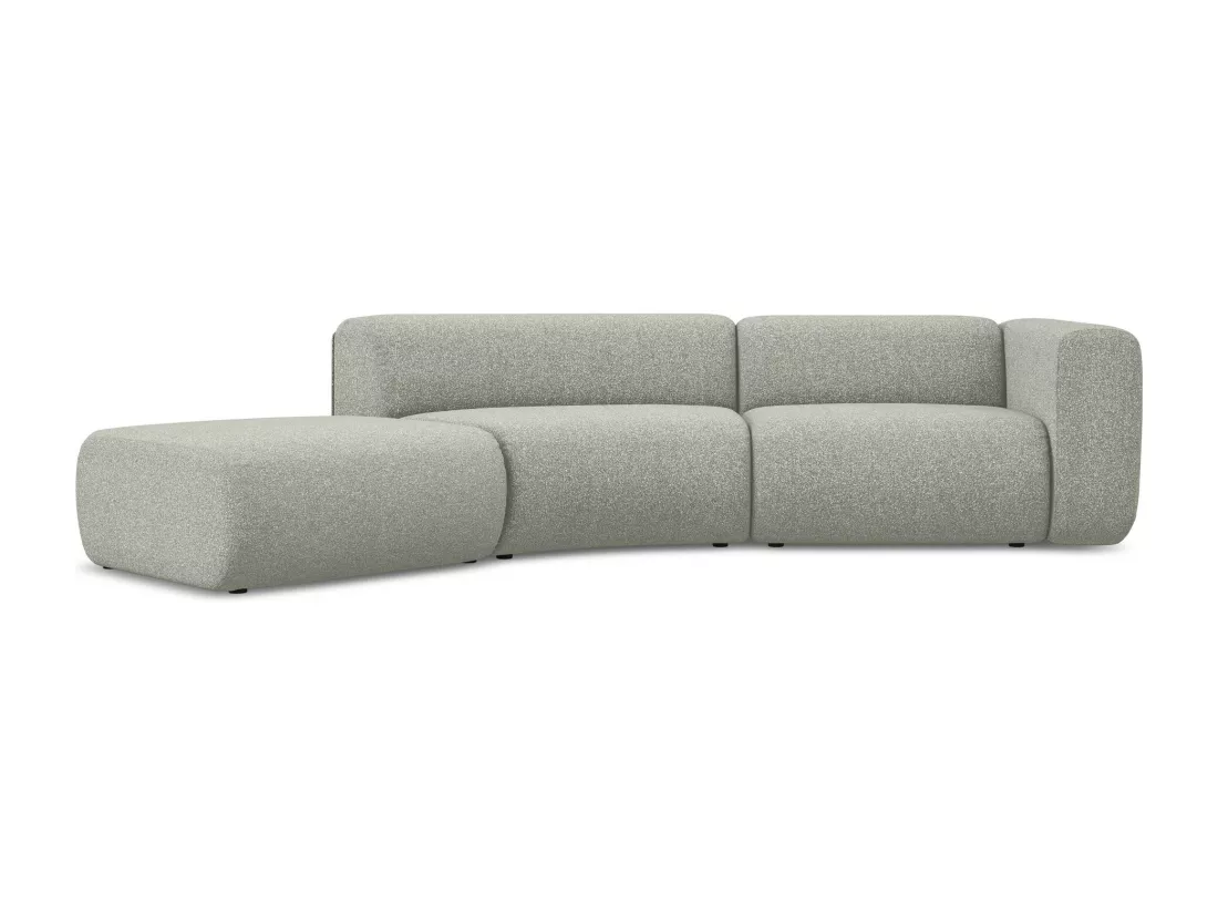 Canapé modulable 4 places gauche en tissu texturé - gris clair - EKAHI
