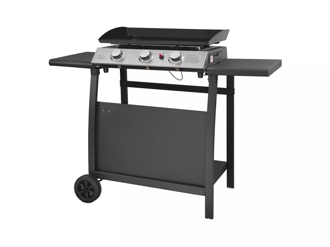 Plancha au gaz SÉVILLE - 3 brûleurs 7,5kW + chariot - HAPPY GARDEN