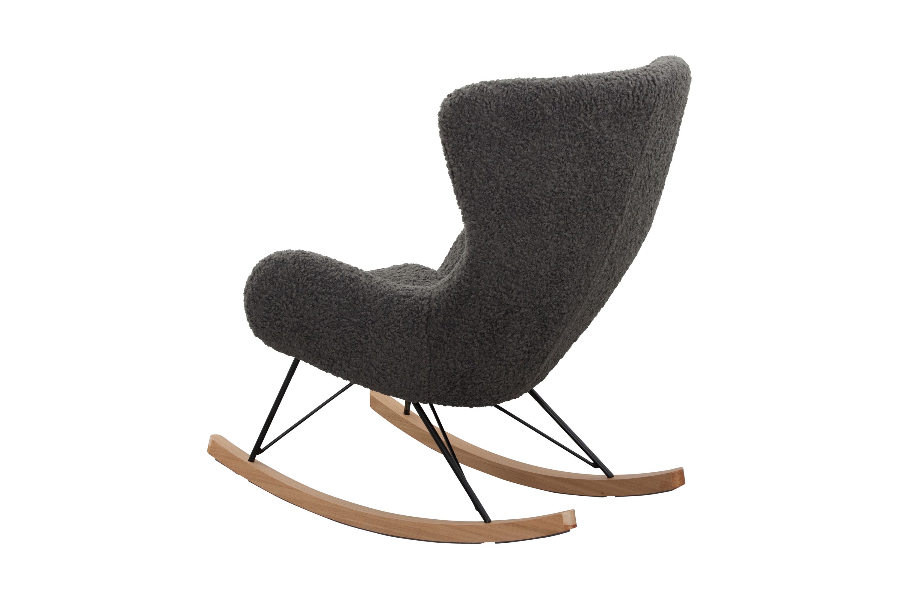 Schaukelstuhl Teddyfell Dunkelgrau Relaxsessel Polstersessel Loungesessel