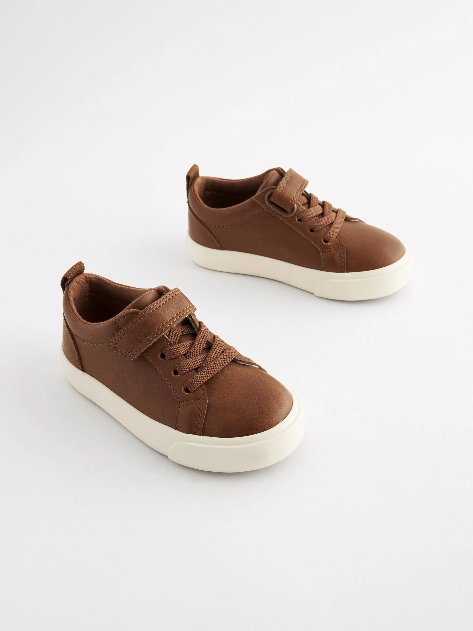 Lichtbruin - Sneakers met klittenbandsluiting en elastische veters