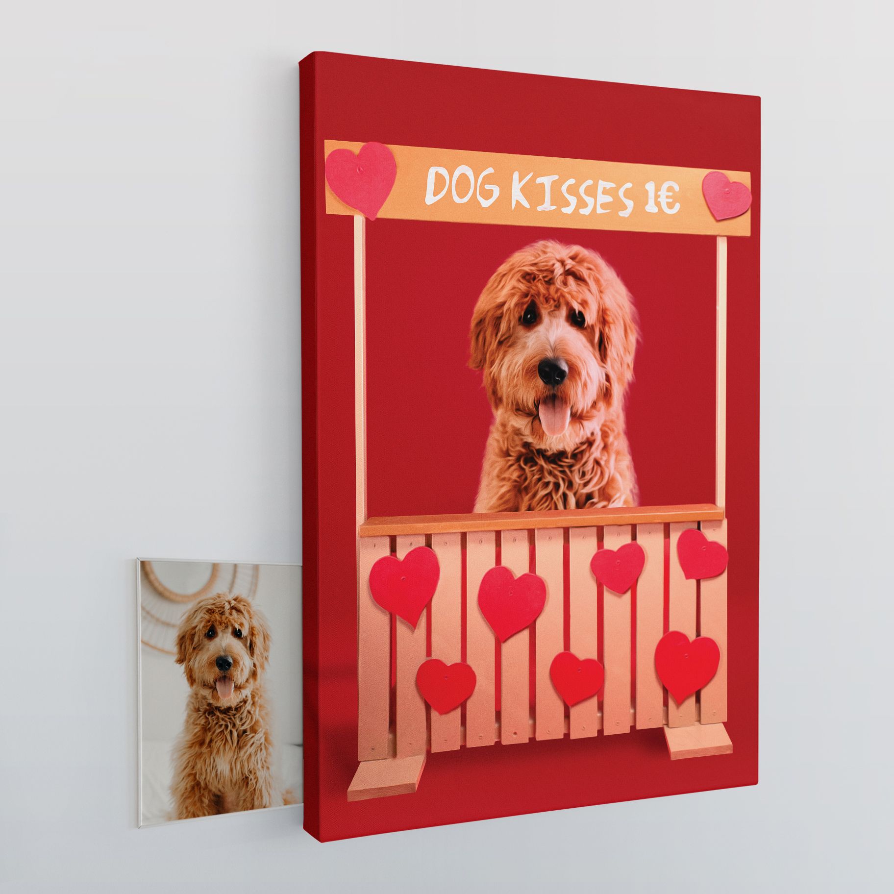 Banco do Amor com Retrato Personalizado de Animal de Estimação em Tela