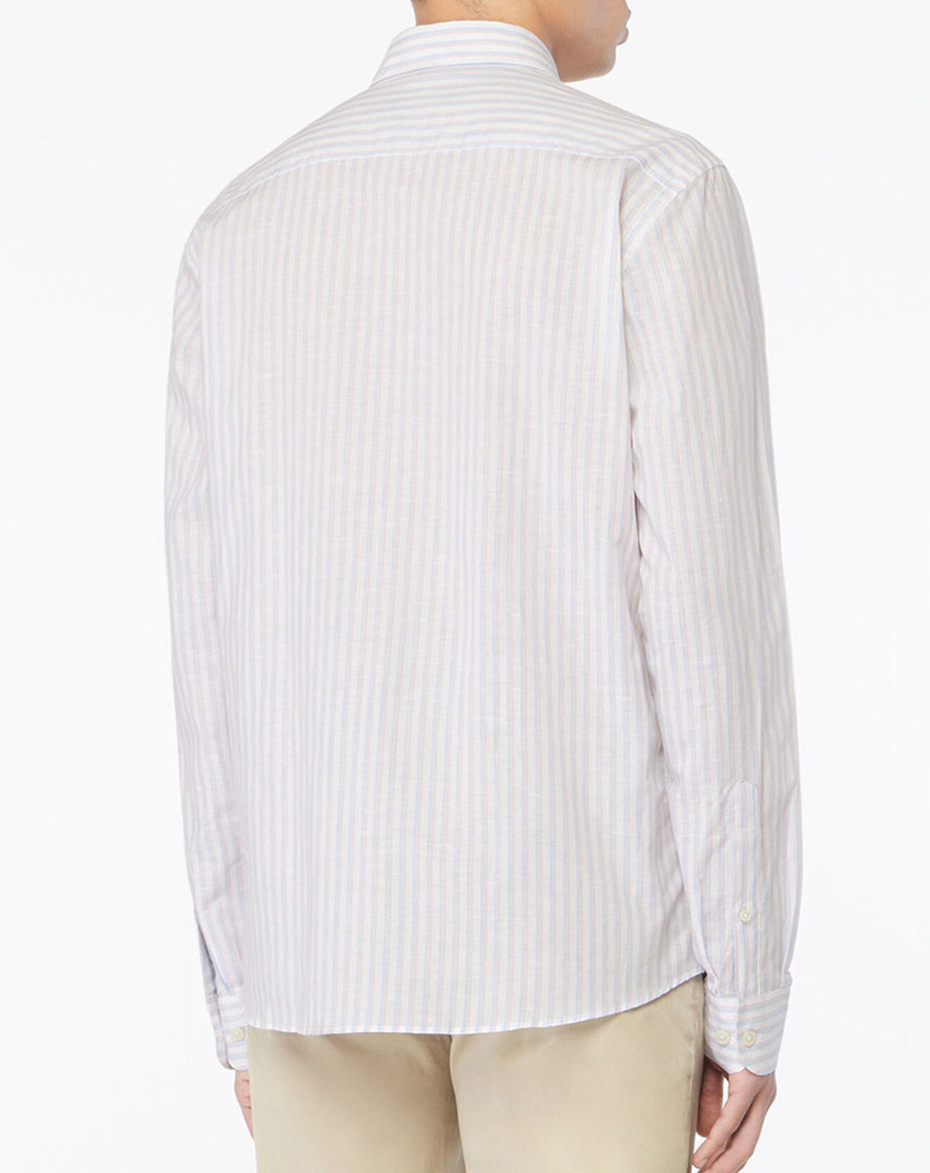 Hackett London Chemise en Lin mélangé Regular Fit à rayures bleu clair/rose