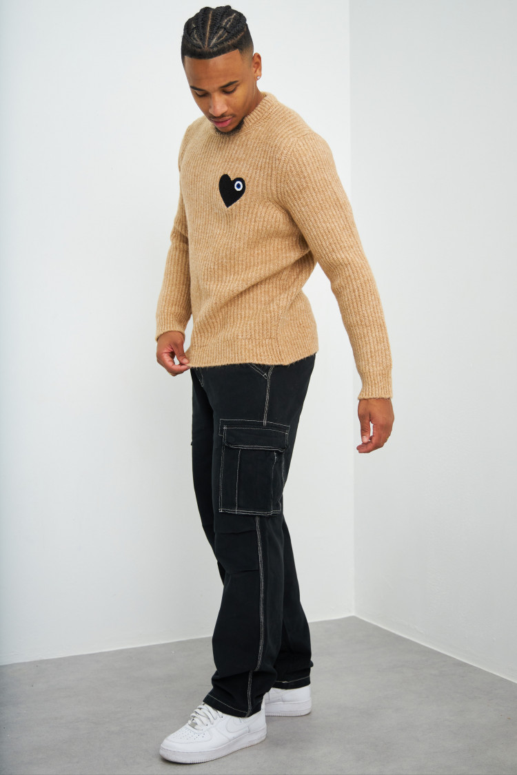 Pull en maille beige 