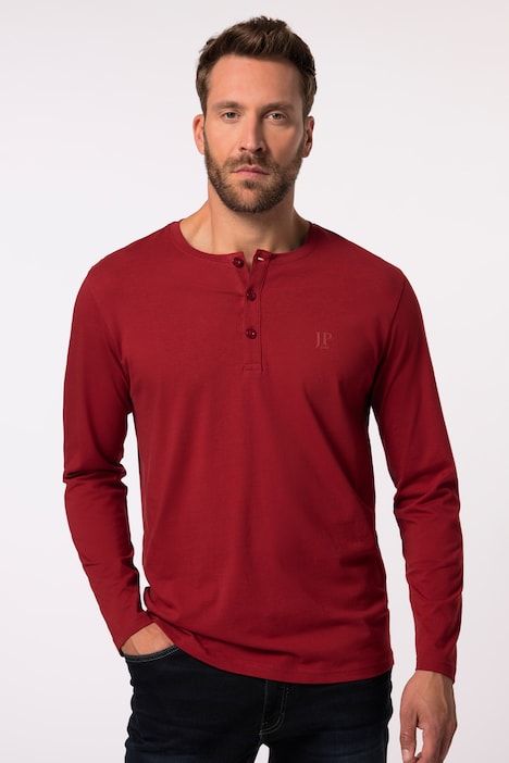 JP 1880 Henley, Basic, Shirt, Langarm, Knopfleiste, bis 8XL