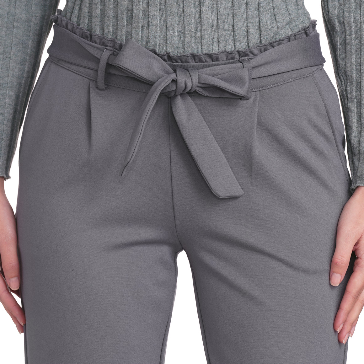 Gina Damen Jogpants mit Bindeband grau