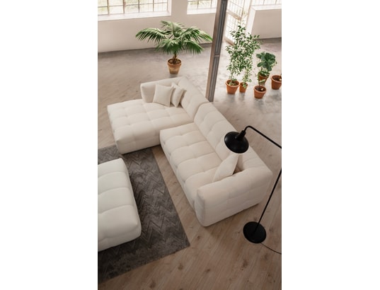 CONCEPT1 - Canapé tissu Cady 3 places angle gauche beige 300 x 100 x h72