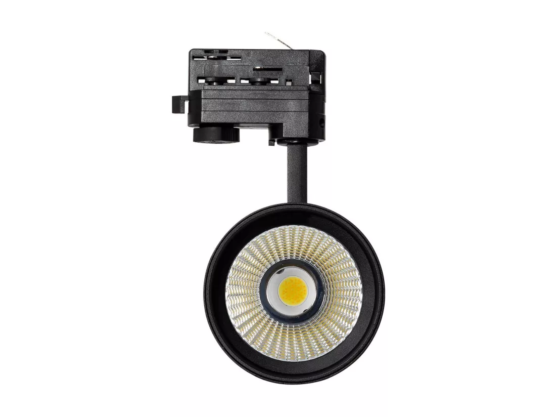 Spot LED sur Rail Triphasé 40W d'Angelo LIFUD Noir 5000K Blanc froid