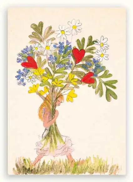 Kaart bosje bloemen dragen