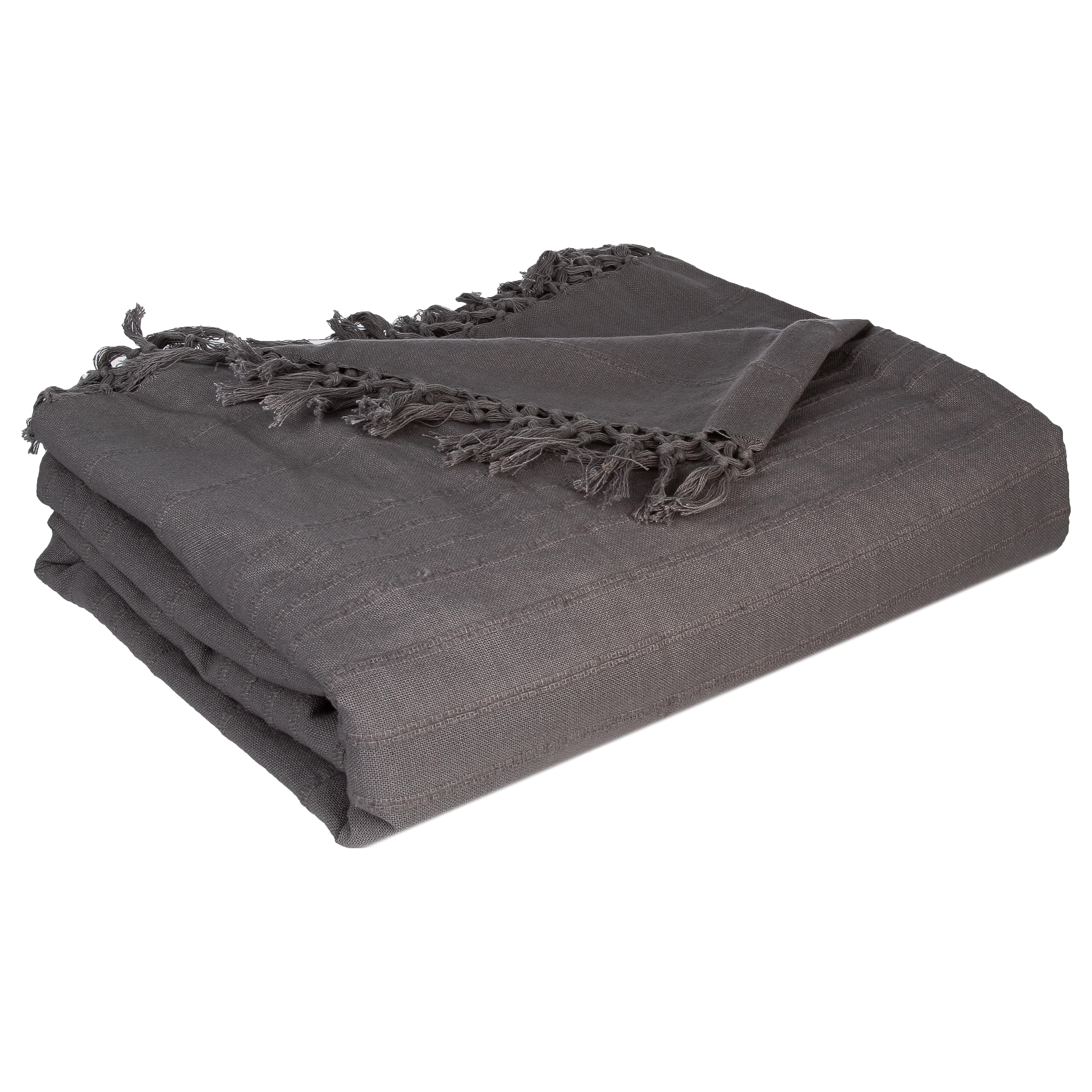 JETE DE LIT EN COTON GRIS 230X250CM