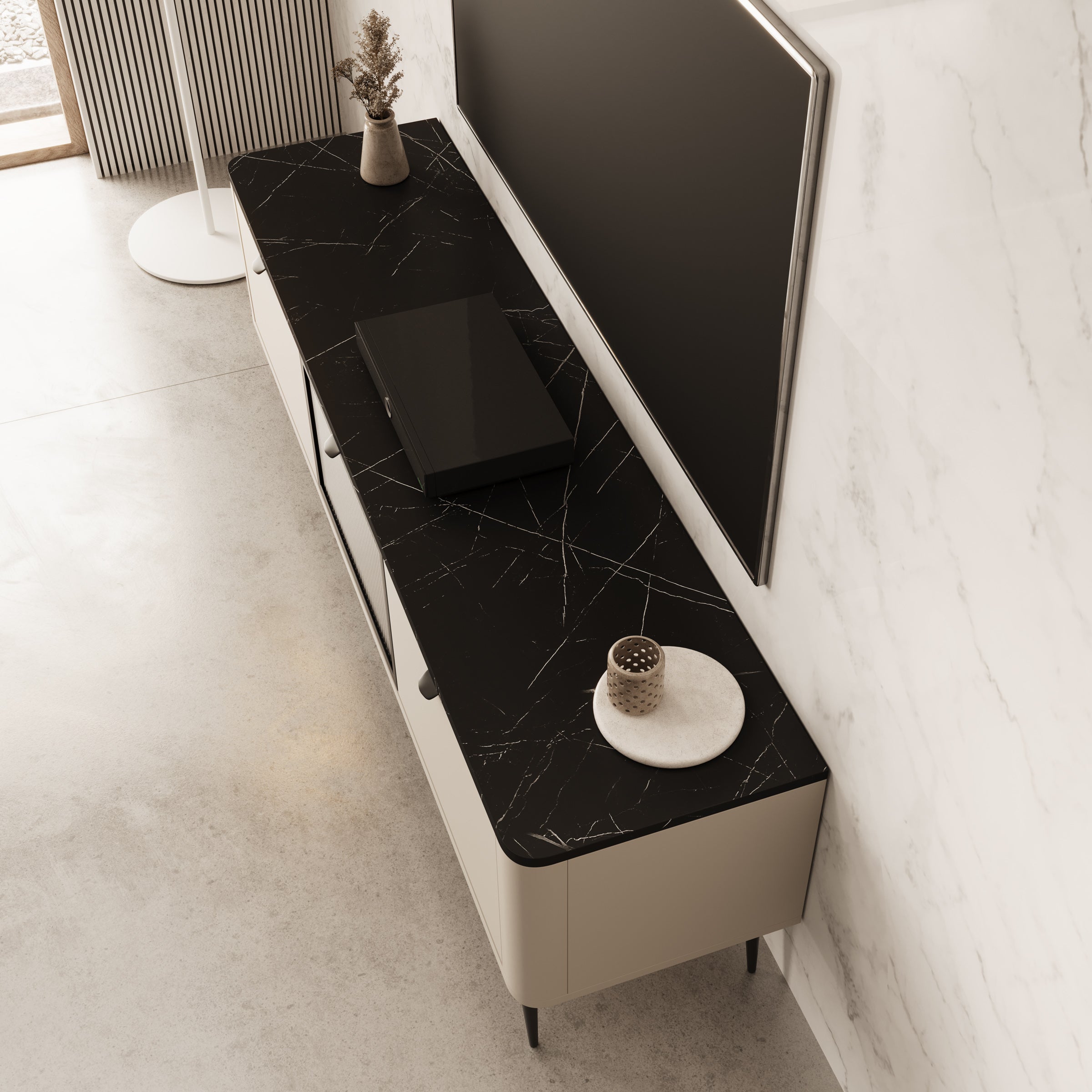 Mace - TV-Meubel - Beige - 160x40x52 cm