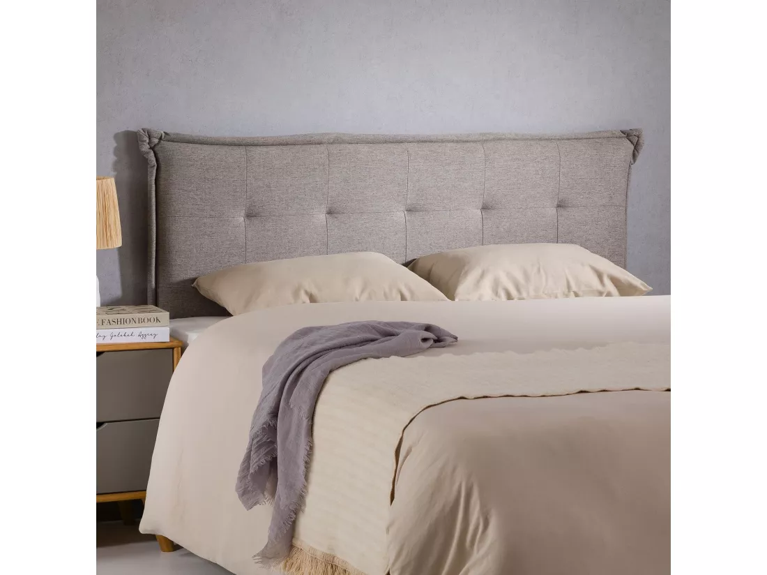 Tête de lit EBEYA 120 capitonnée, En tissu rembourré, Pieds en bois, Design élégant, Pour lits 120 cm, Gris