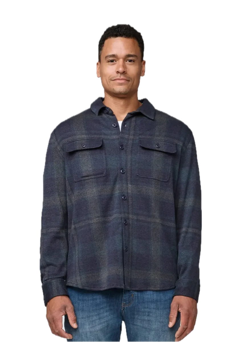 Duer Performance Flannel Button Down Heather Blue Plaid