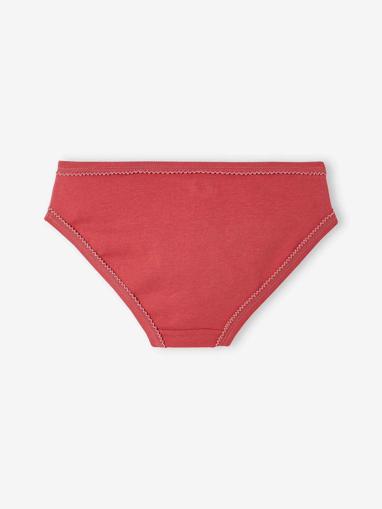 Pacote com 7 calcinhas lisas brancas para meninas com estampas.