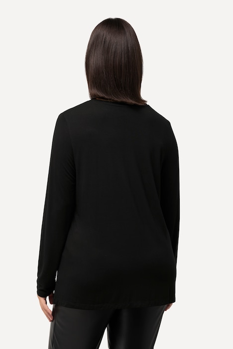 Shirt, Ziersteine, Classic, Rundhals, Langarm