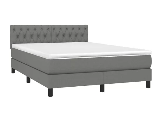 Sommier tapissier et matelas et LED Gris foncé 140x190 cm Tissu