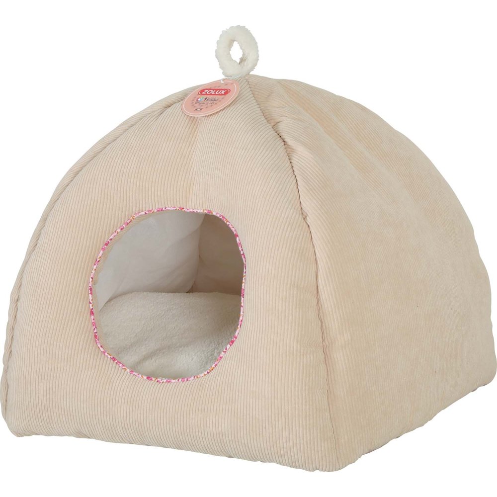 Igloo pour chats en velours côtelé bloom