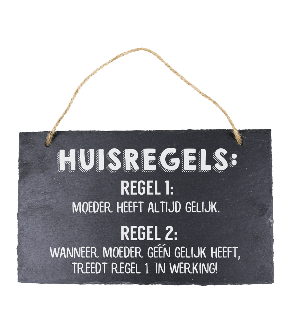 Leisteen Bordje Huisregels 25cm