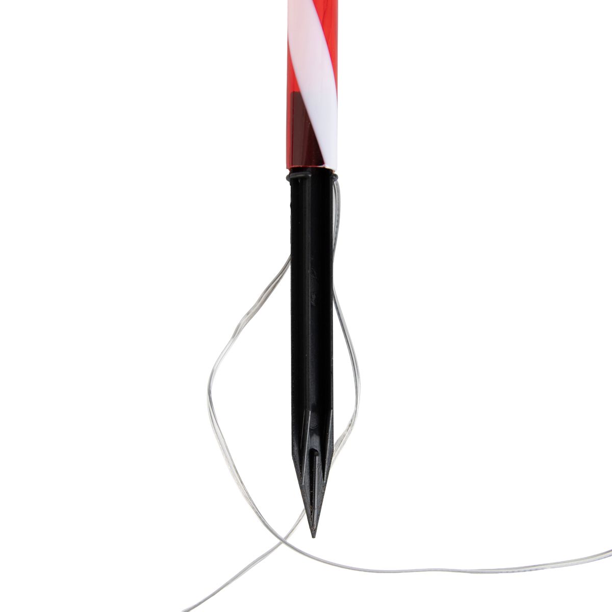 Set van 5 kerst prikspots rood met wit zuurstok incl. LED met timer IP44 - Melchior