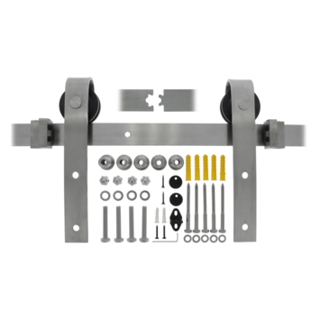 Schuifdeursysteem industrieel RVS complete set met hangrollen