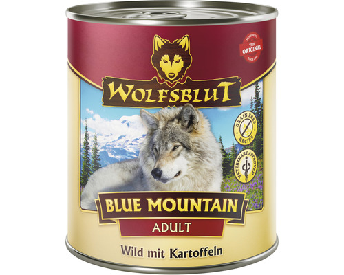 WOLFSBLUT Blue Mountain Adult natvoer voor honden, hertenvlees met aardappel en waardevolle superfoods, graanvrij, glutenvrij, 800 g