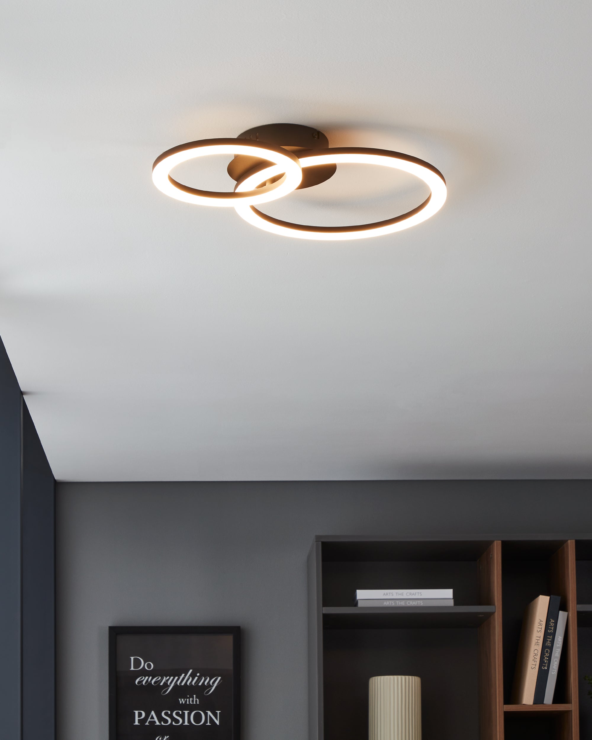 EGLO connect.z Parrapos-Z Smart Plafondlamp - 44,5 cm - Zwart|Wit