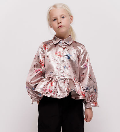 Christina Rohde Bluse - Rosa Glitter m. Blomster