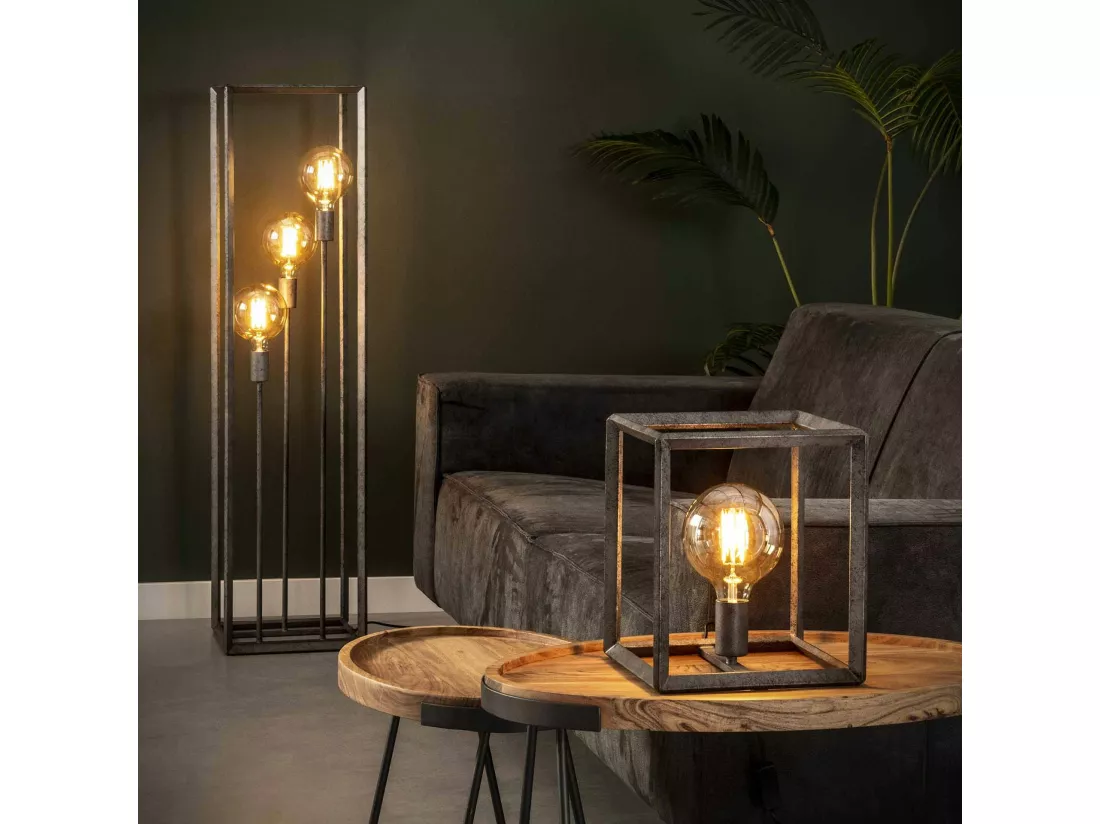 Cube lumineux industriel finition argent vieilli RALF