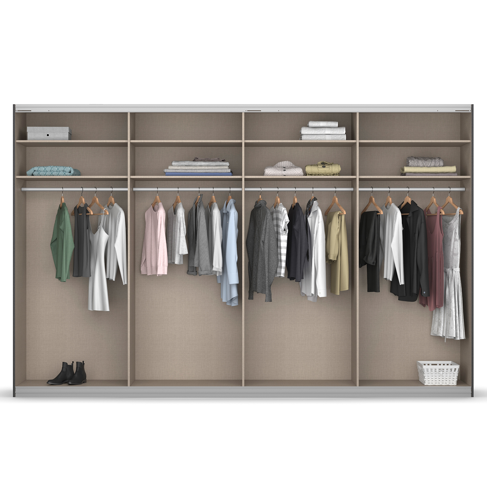 Schwebetürenschrank - weiß Hochglanz - 2 Spiegeltüren - 360x231 cm