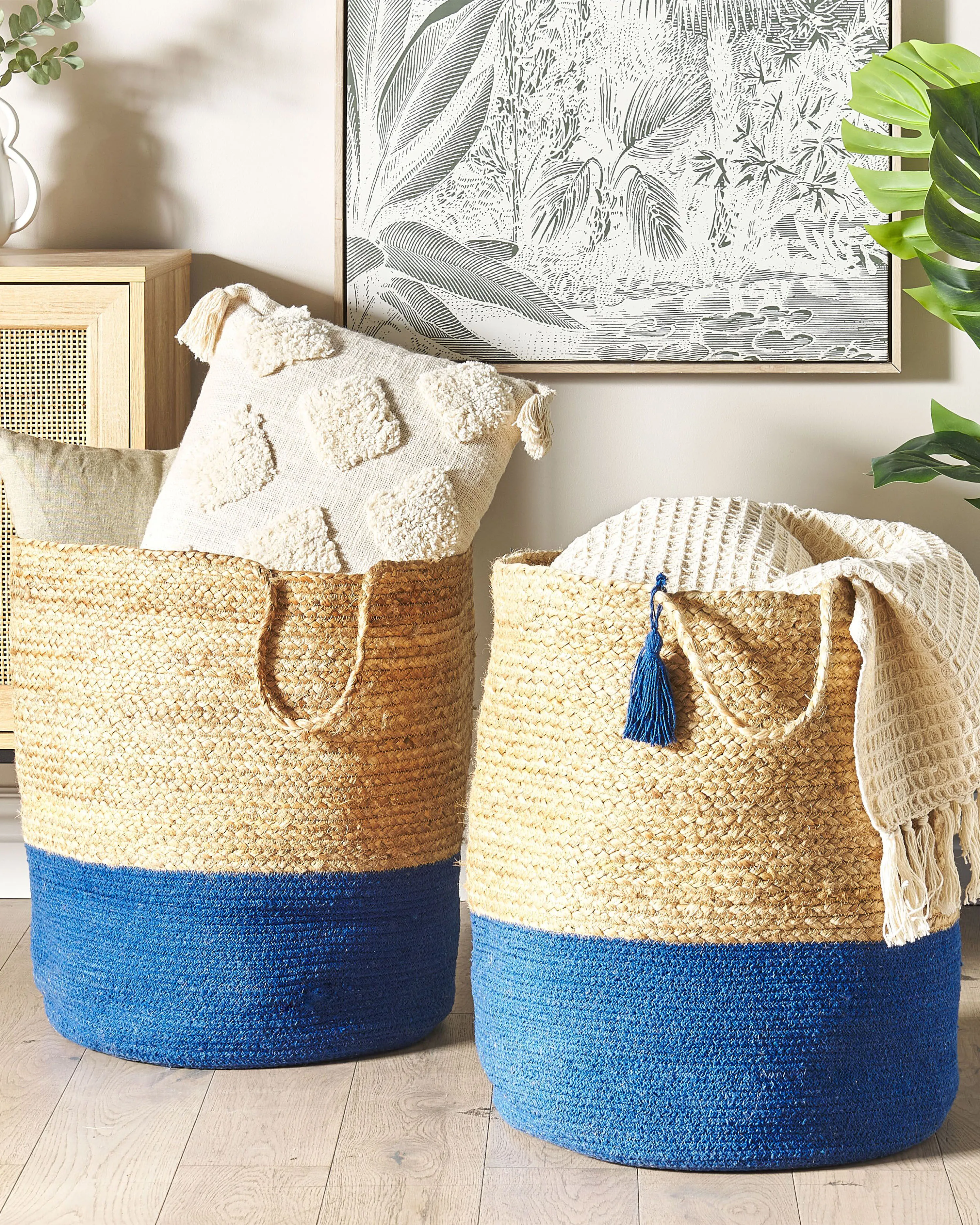 Set van 2 manden GAJAR Jute Marineblauw