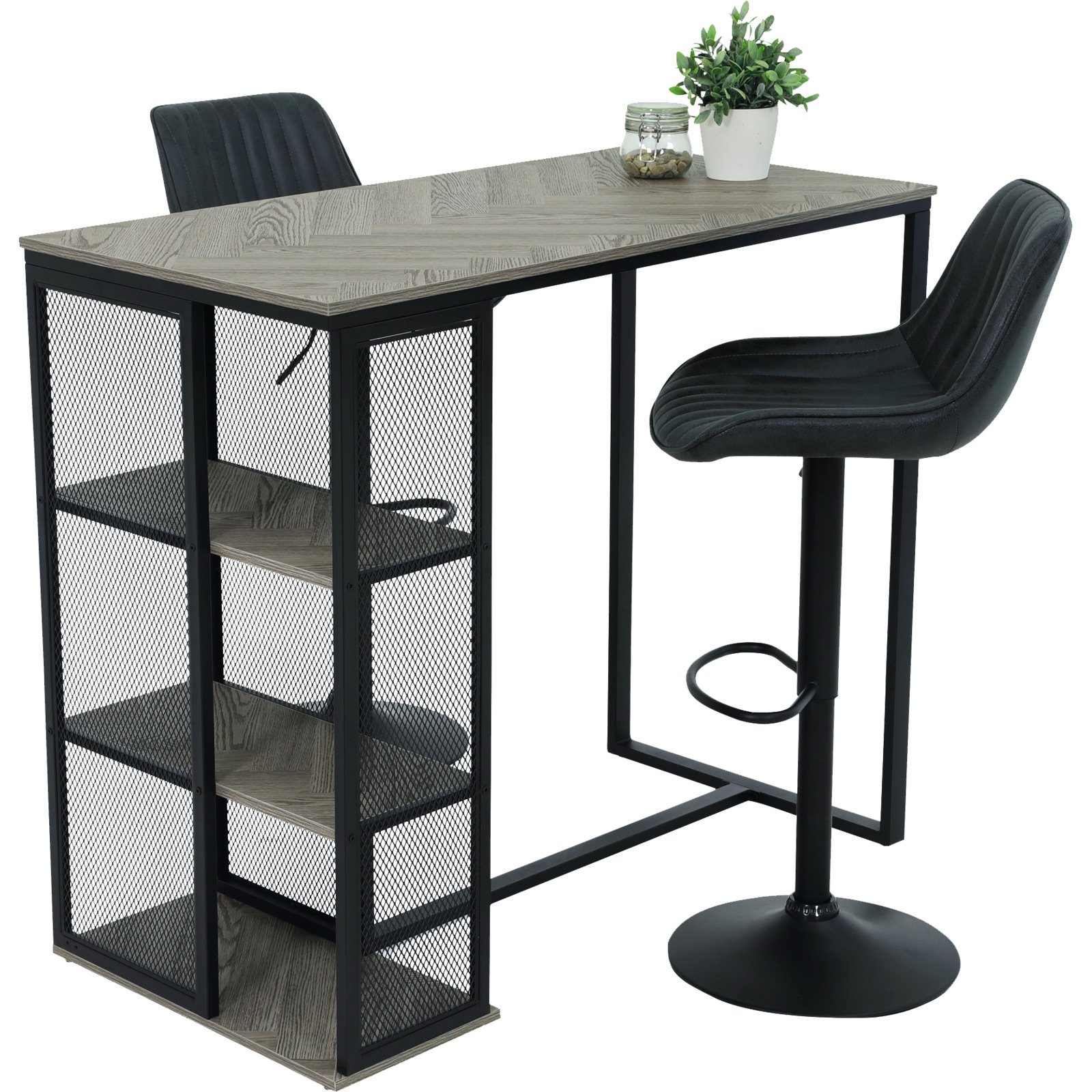 Bartisch Klara Dekor Fischgrät-Optik grau, 120 x 102,5 x 60 cm