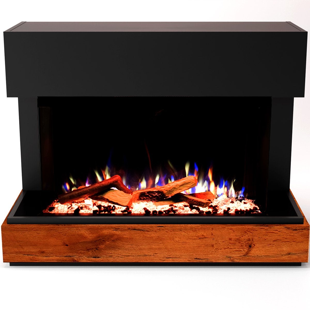Glow Fire 'Curie' elektrische haard | LED vrijstaande haard in zwart met verwarming (1500 W) | HxBxD: 114x89x53cm