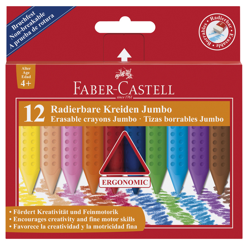 Faber-Castell Kreide Jumbo Grip, 12 Stück, assortiert