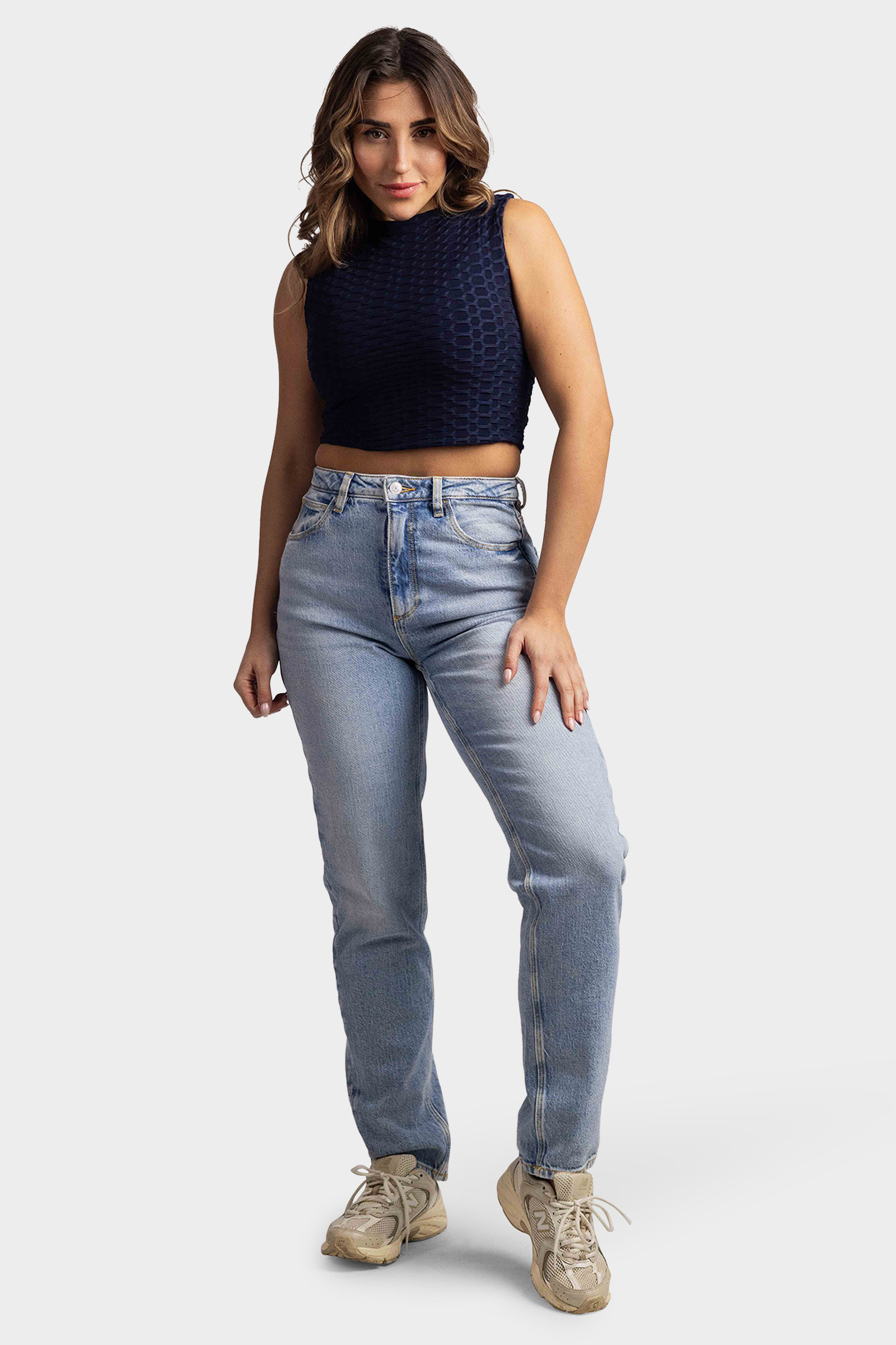 LA Sisters Honeycomb Crop Top Blauw