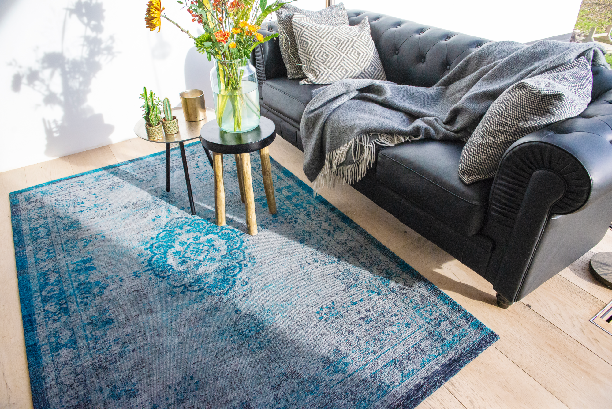 Ecorugs vloerkleed Medallion turquoise 200x280 cm