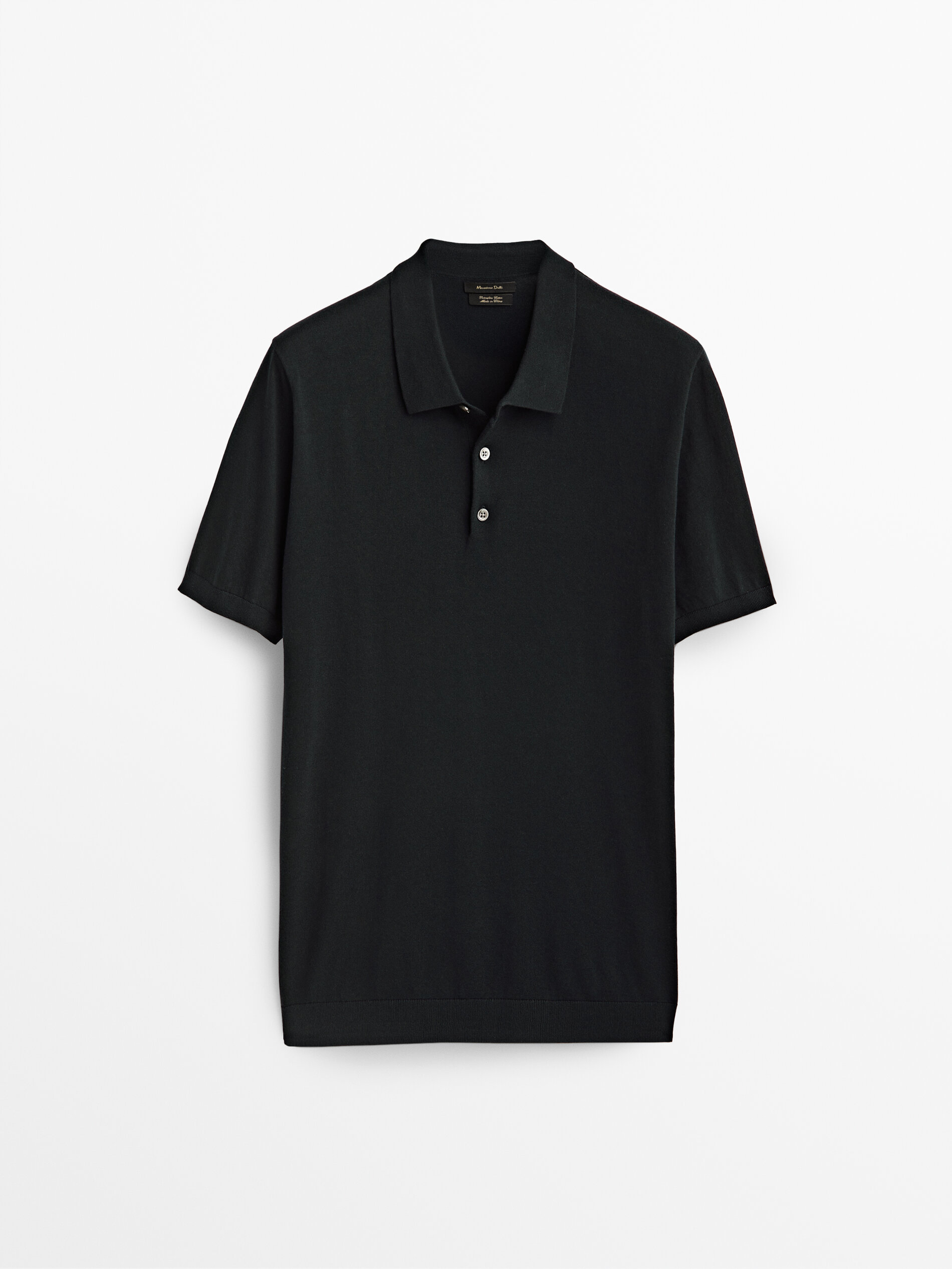 Camisa polo de algodão de manga curta - PRETA
