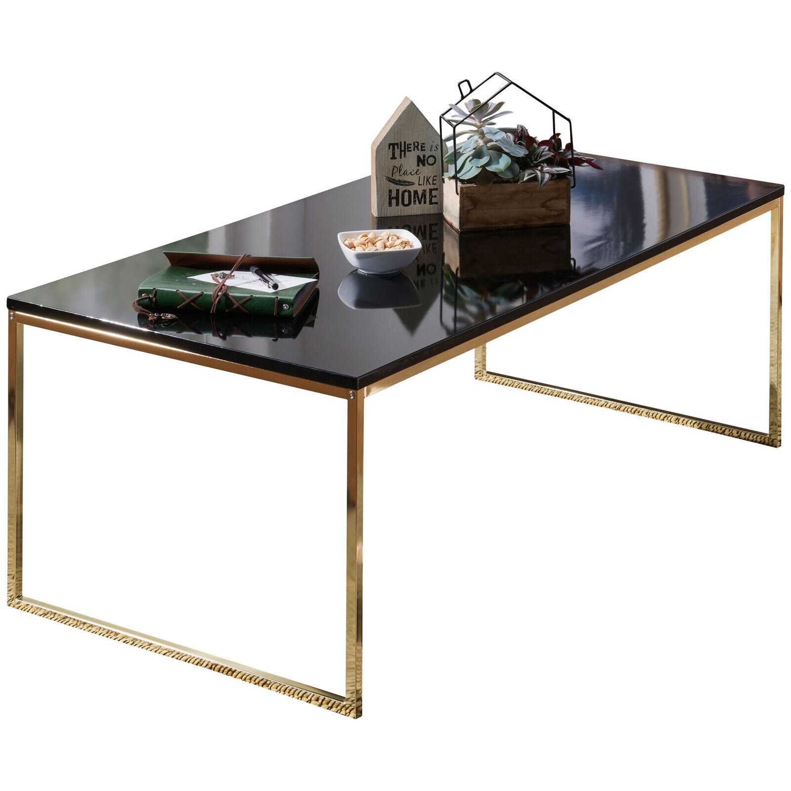 Couchtisch 120 x 60 cm Goldfarbig/ Schwarz