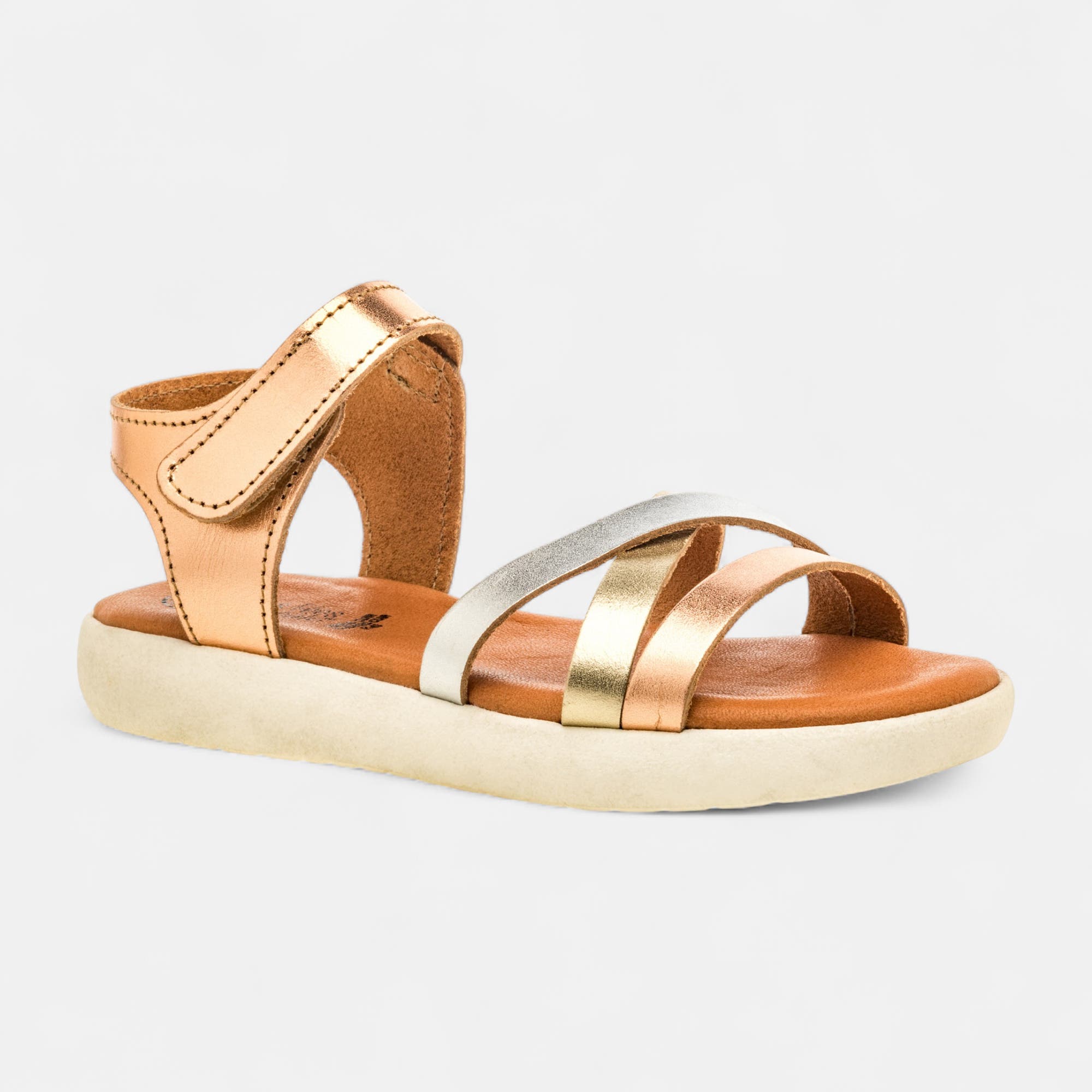 Sandales Fille en cuir neutre