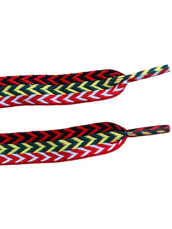 Lacets plats Zigzag Rouge, Vert, blanc, Noir - 120 cm